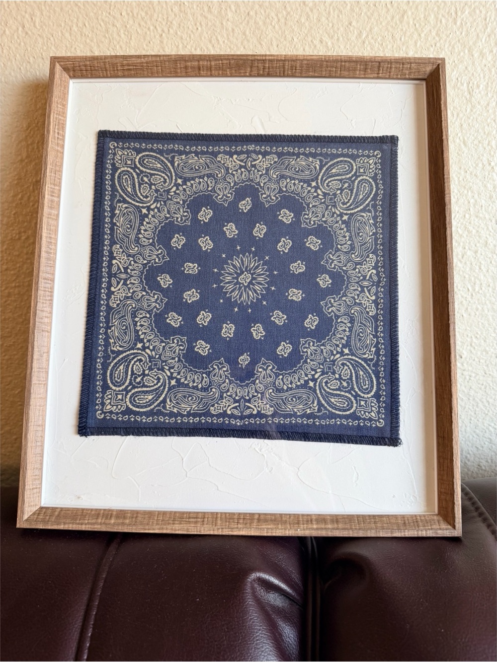 Ashland Blue and Cream Paisley Framed Textile Art